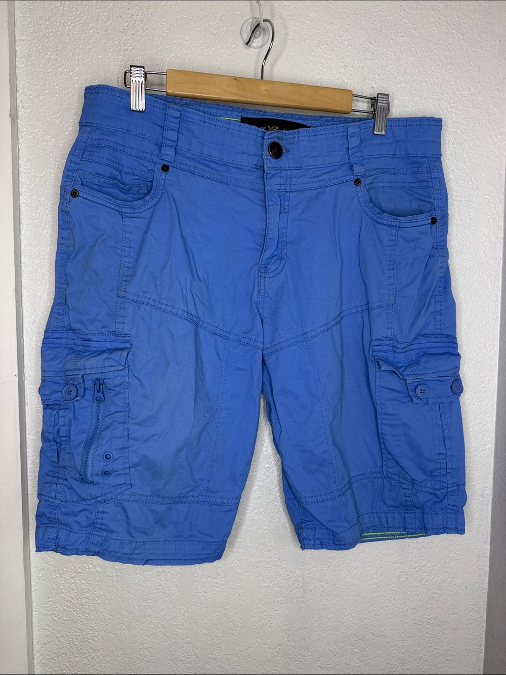 Xray Jeans Royal Blue Cargo Bermuda Utility Shorts Multi Pocket Size 34 cotton